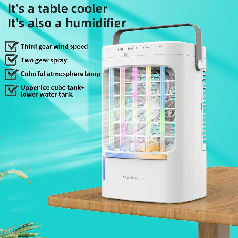 Desktop Mini Air Cooler Fan Air Conditioner USB Rechargeable with Remote Control