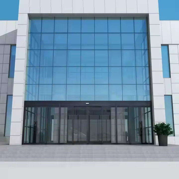 Villa Full Glass Facade Wall Thermal Break Aluminum Window Curtain Wall
