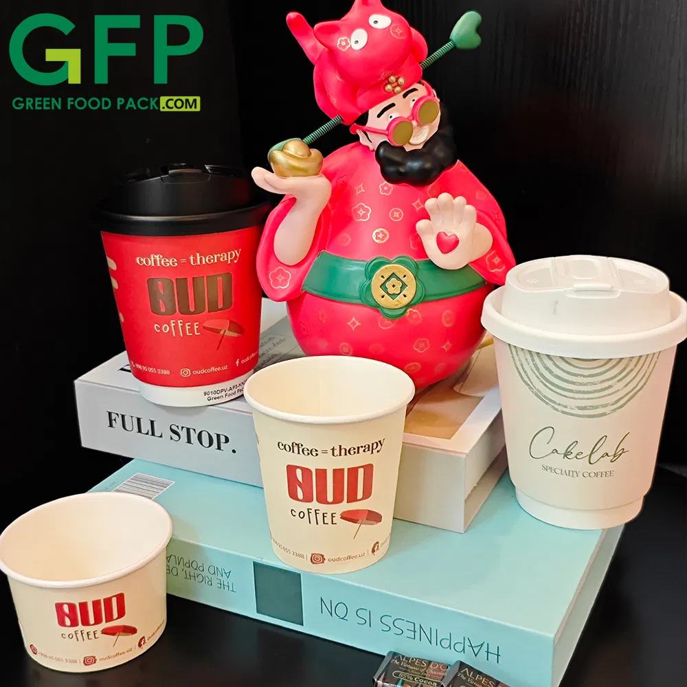 Бумажные стаканчики с логотипом 4-24 унции