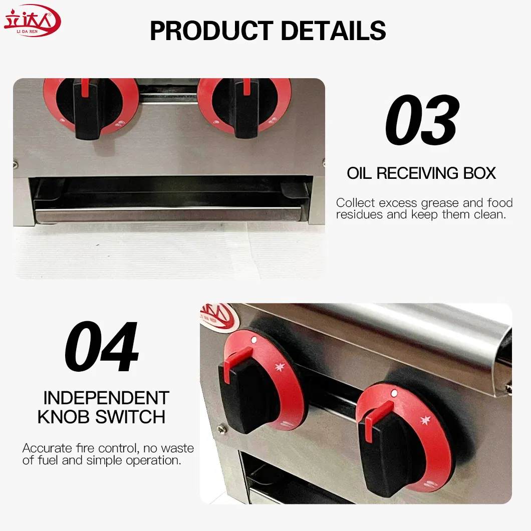 2 Head Customized Ld-Rb2 Commercial Countertop Gas Furnace