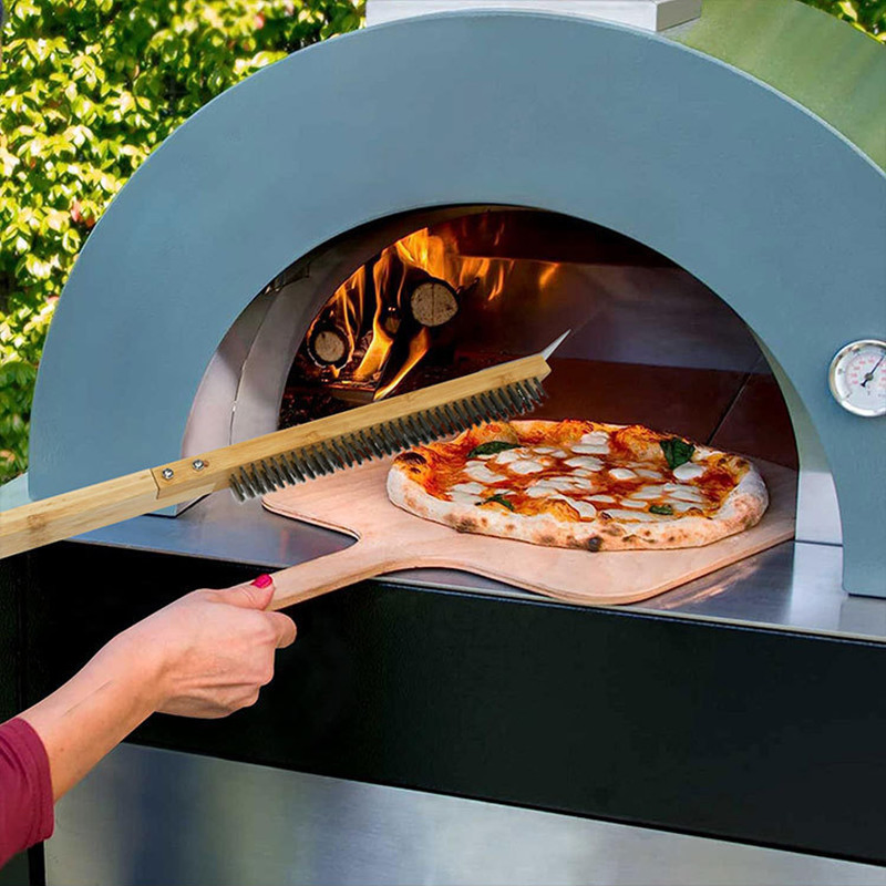 Щетка для чистки пицца-печи и гриля со скребком
