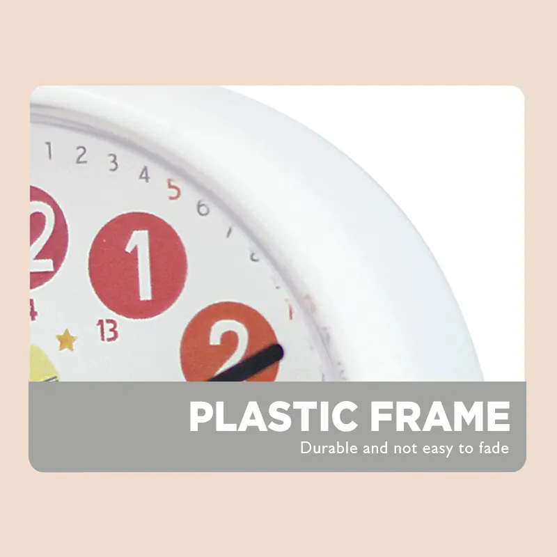 Custom Kids Desk Clock Plastic Analog Study Table Desk Alarm Clock Cartoon Gift Colorful Dial Kid Learning Table Clock