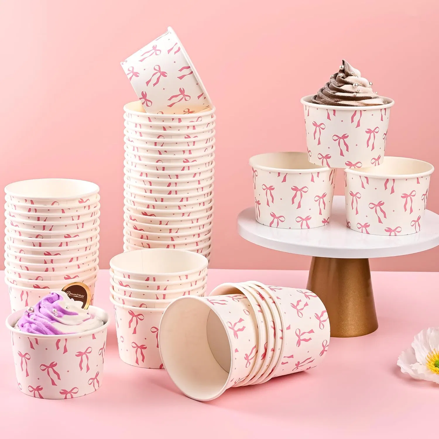 Round Kraft Take Away Paper Container Salad White Paper Disposable Microwave Safe Soup Bowl with Lid Cover for Stacking