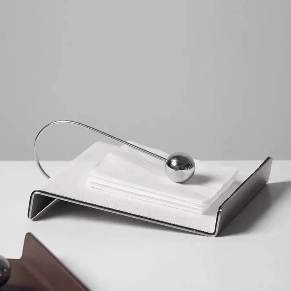 Modern Luxury Stainless Steel Tissue Holder Creative Hotel Dining Table Desktop Decoration