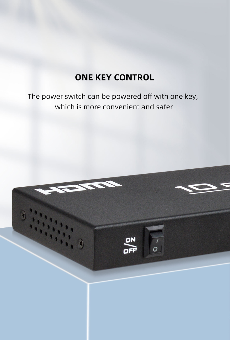 1X10 HDMI Splitter, 1 in 10 out for 4K 30Hz, Mirror Content to 10 Displays Simultaneously Easy Setup