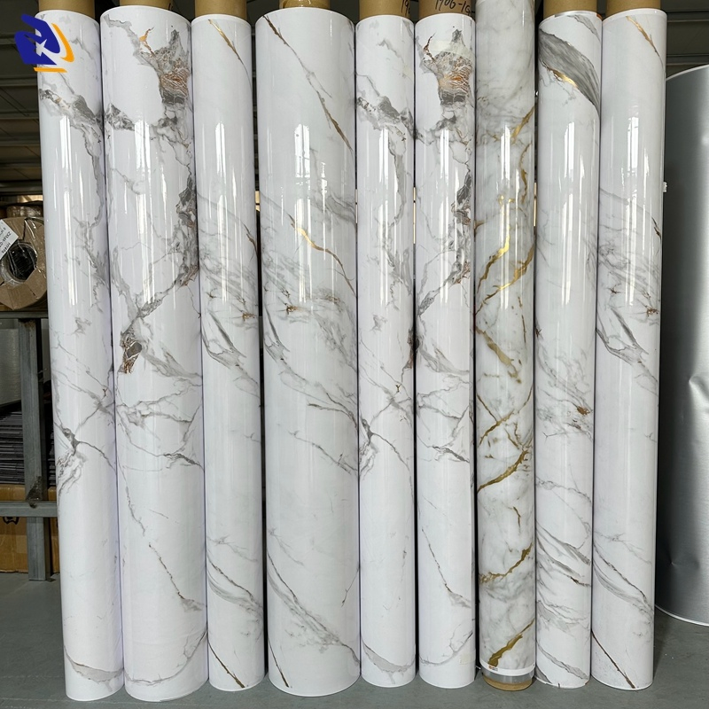 Glided Gold Glossy Marble PVC Pet Decorative Film for UV Marble Sheets