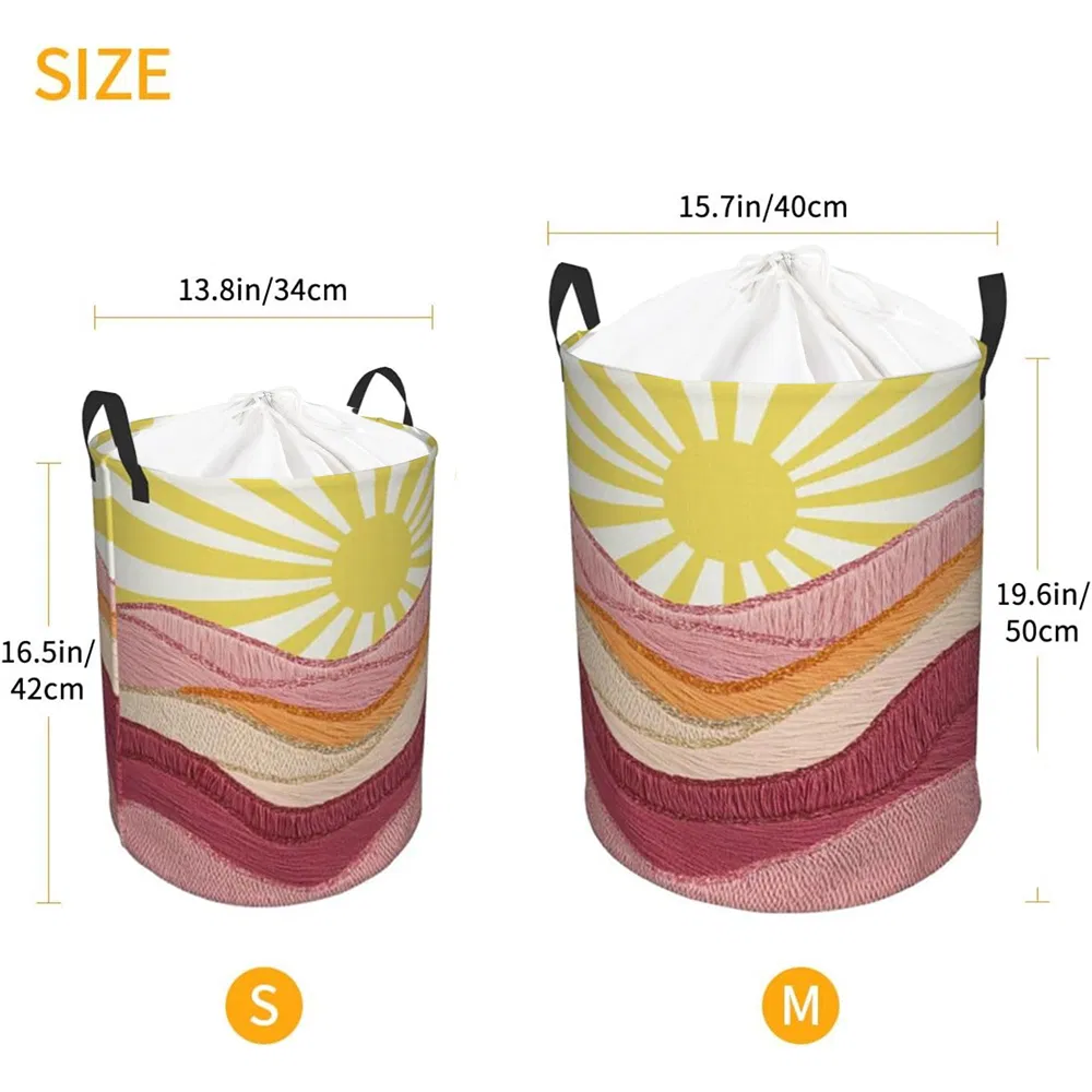 Waterproof Boho Laundry Basket with Drawstring Cover and Reinforced Handles