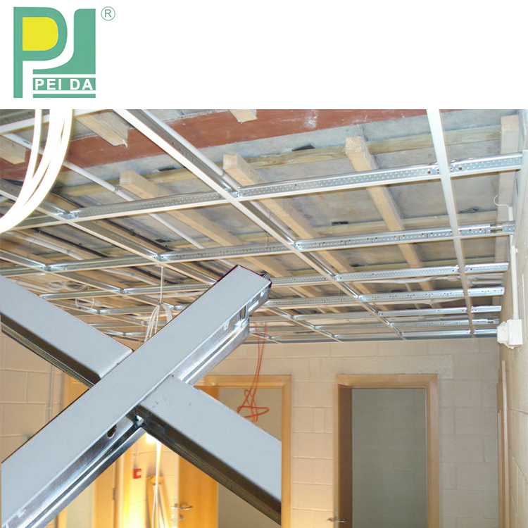 Metal Chrome Flat Ceiling T-Grid Suspension T-Grid Ceiling Landmine T-Bar for PVC Gyps Panel