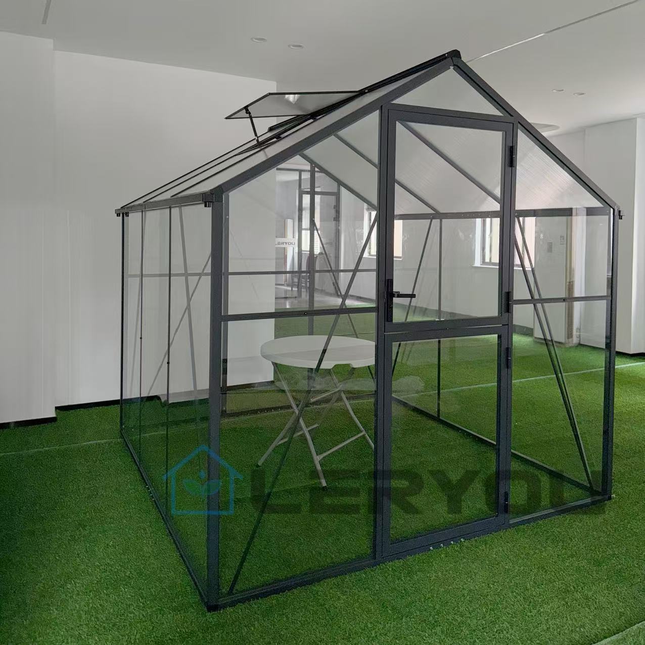 Теплица поликарбонат металлический каркас зеленая