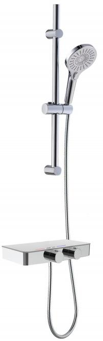 Sanitary Bathroom Bar Shower Water Tap Thermostatic Shower Mixer Sliding Rail with Shelf, Sliding Bar, Hand Shower