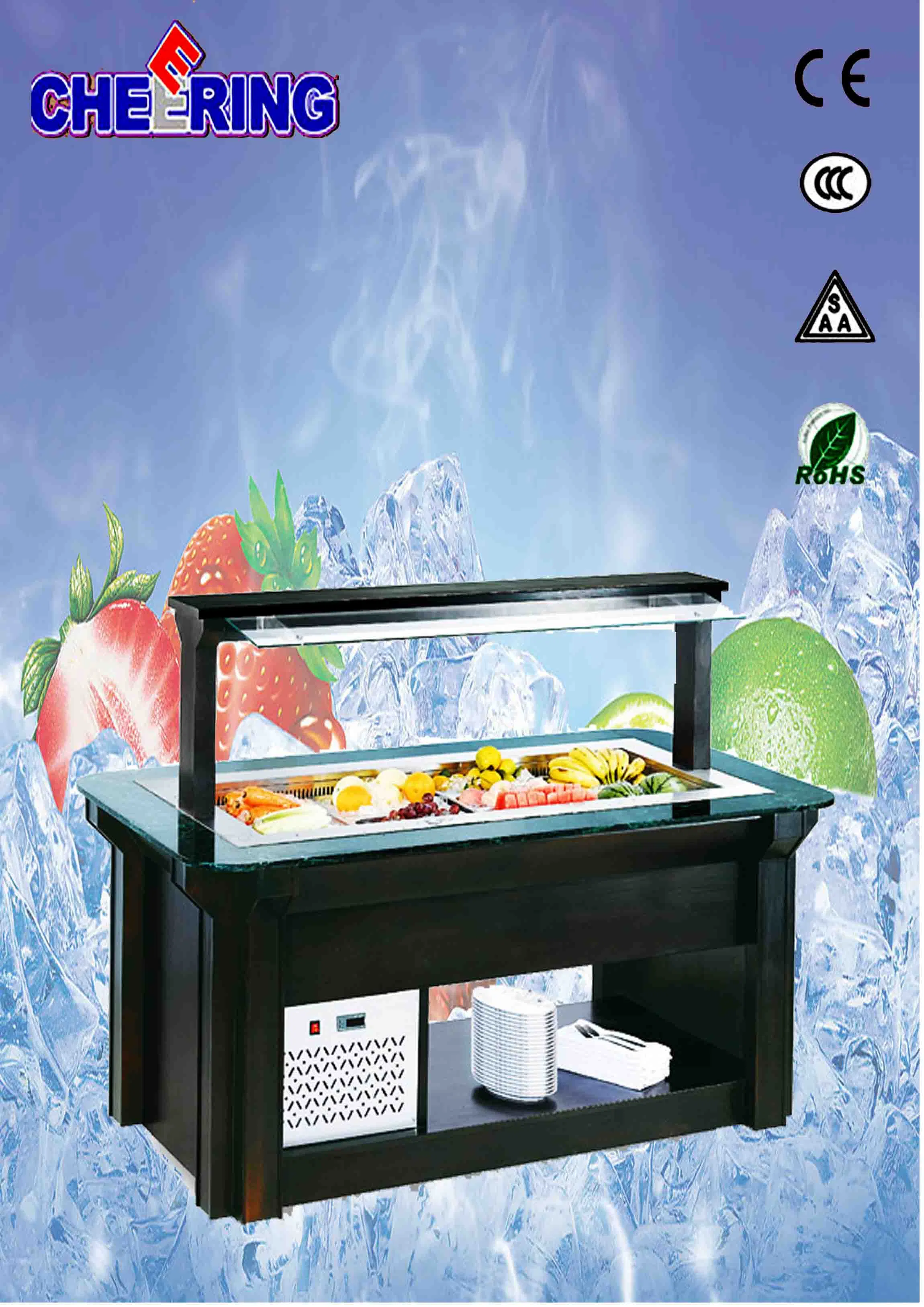 Premium Round Marble Salad Bar Cooler with CE Certification