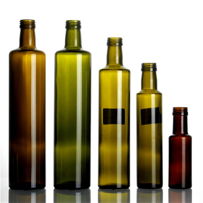 250ml 500ml 750ml Empty Square Round Dark Green Clear Marasca Cooking Olive Oil Glass Bottle