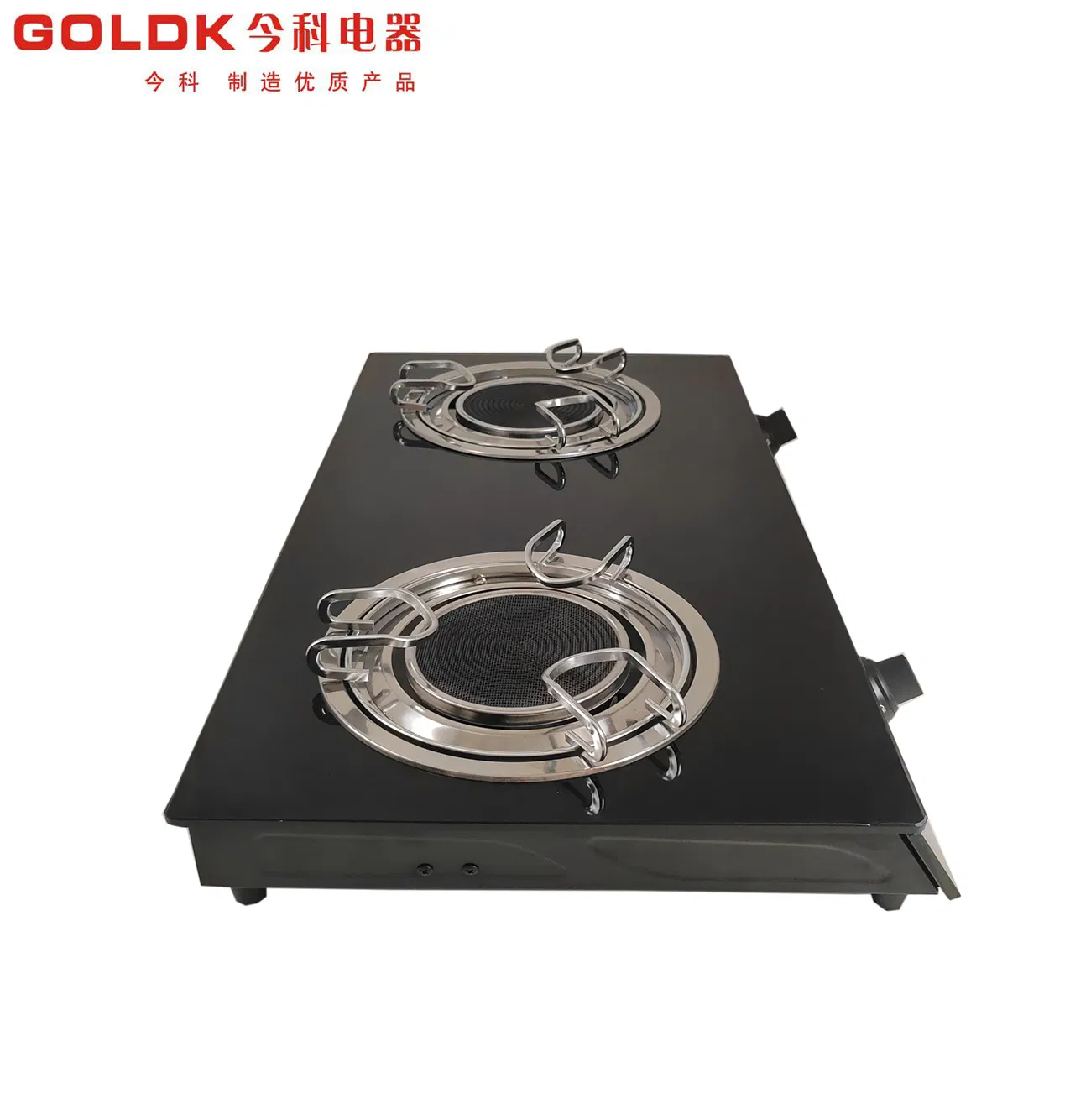 Goldk Hot Sale Style 3D Tempered Glass Top 2 Infrared Burner Gas Stove 828