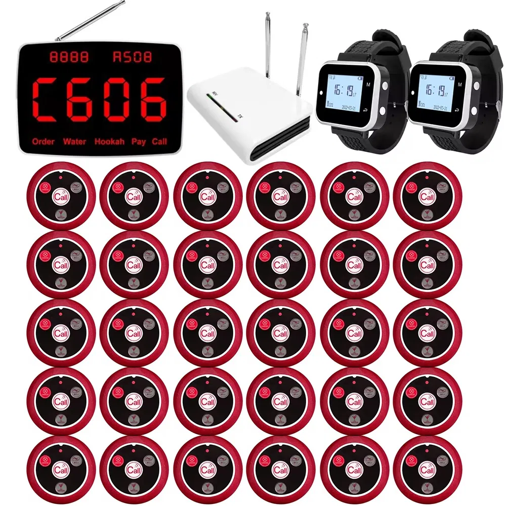 30 Tables Restaurant Pager System with Watch Receivers & Amplifier