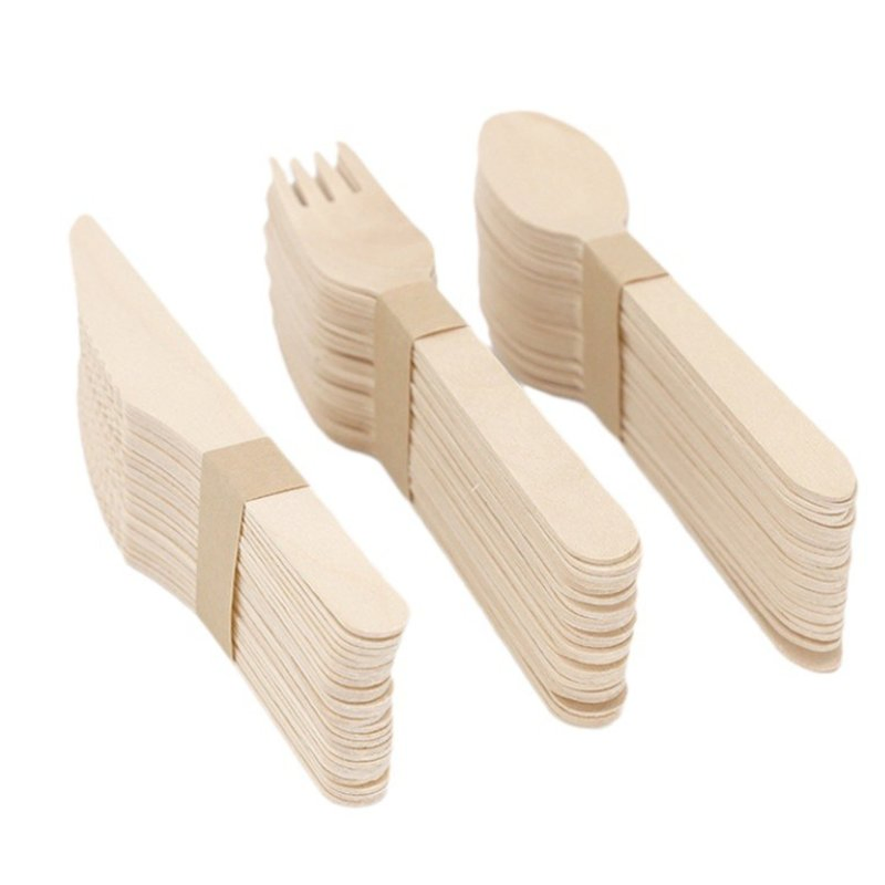 Table Ware Cutlery Wood Material Disposable Biodegradable Knives&Forks&Spoons