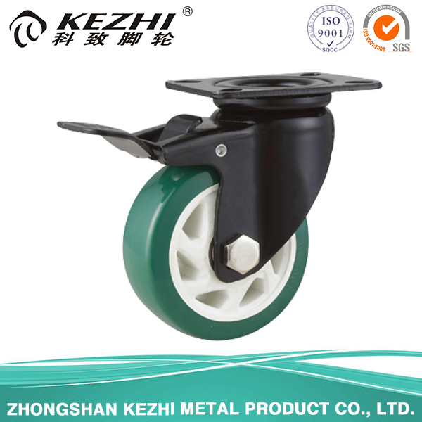 Mh4 Med-Heavy Duty Fixed/Swivel/Brake Type Double Ball Bearing Black PU Wheel Caster