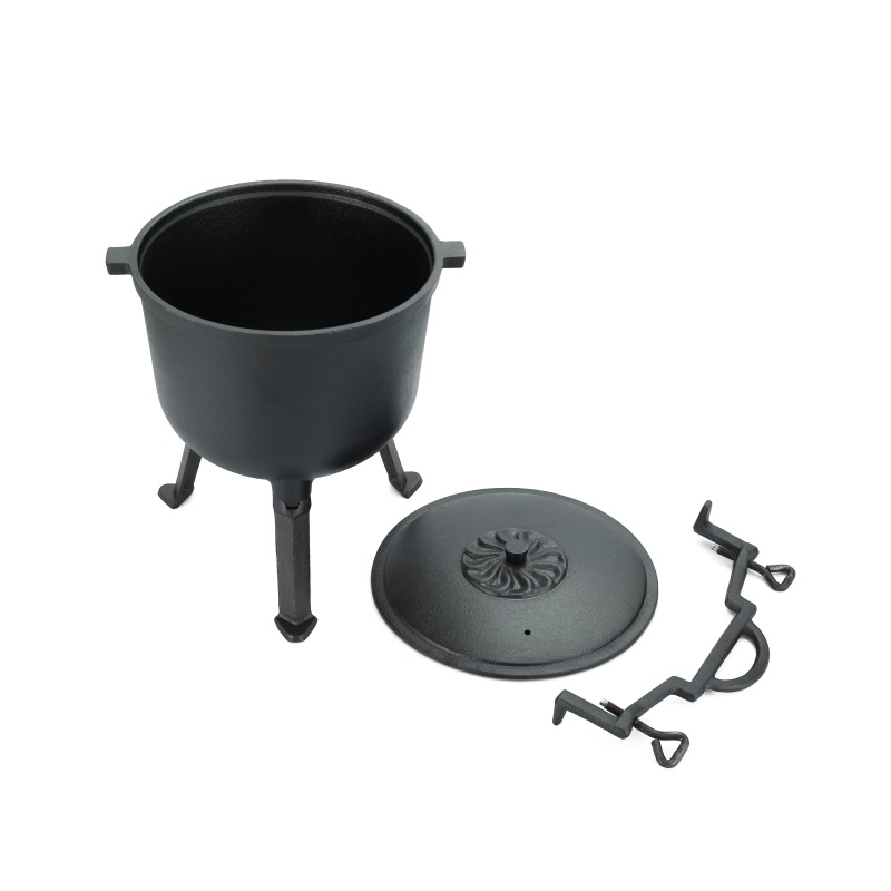 Чугунный котелок для костра и барбекю