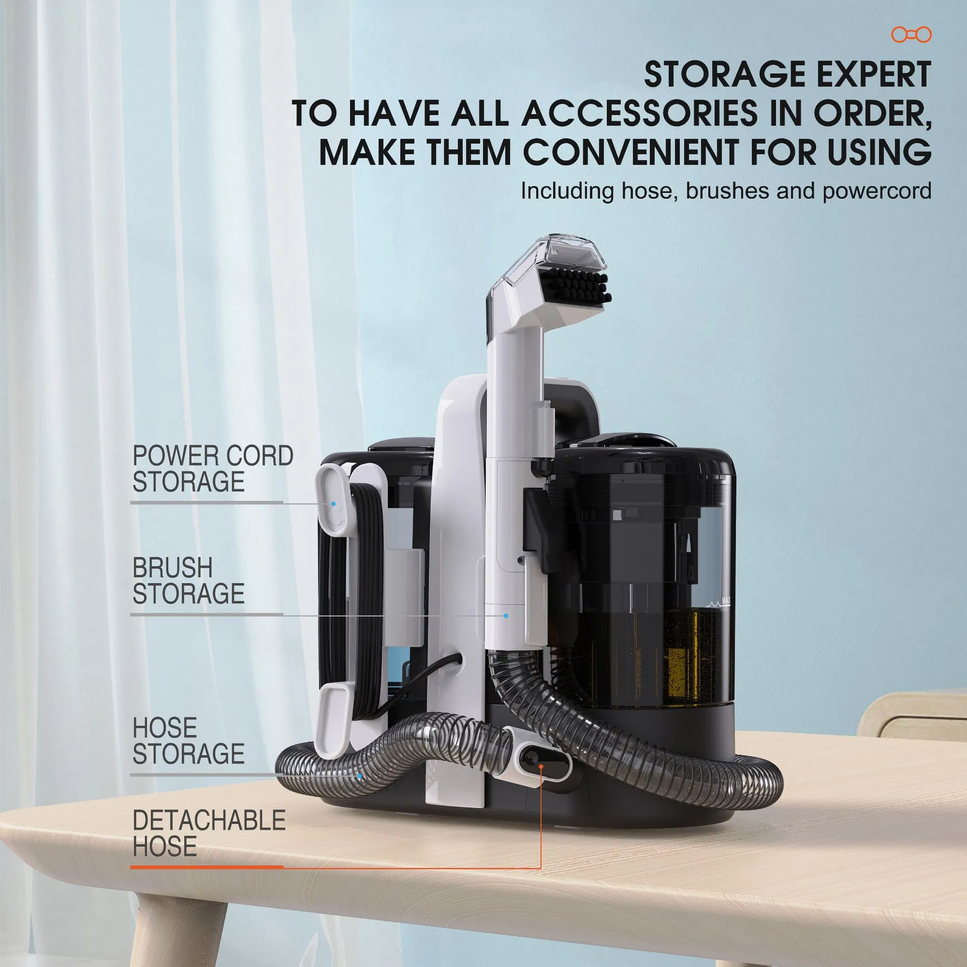 W07 Household Small Wired Spray Suction Fabric Cleaning Machine Multifunctional Sofa Carpet Curtain Cleaner