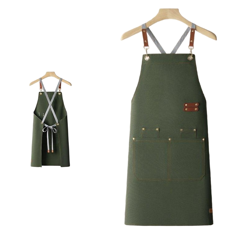 Custom Design Logo Waterproof Oilproof Work Cotton Linen Kitchen Cooking Chef Apron