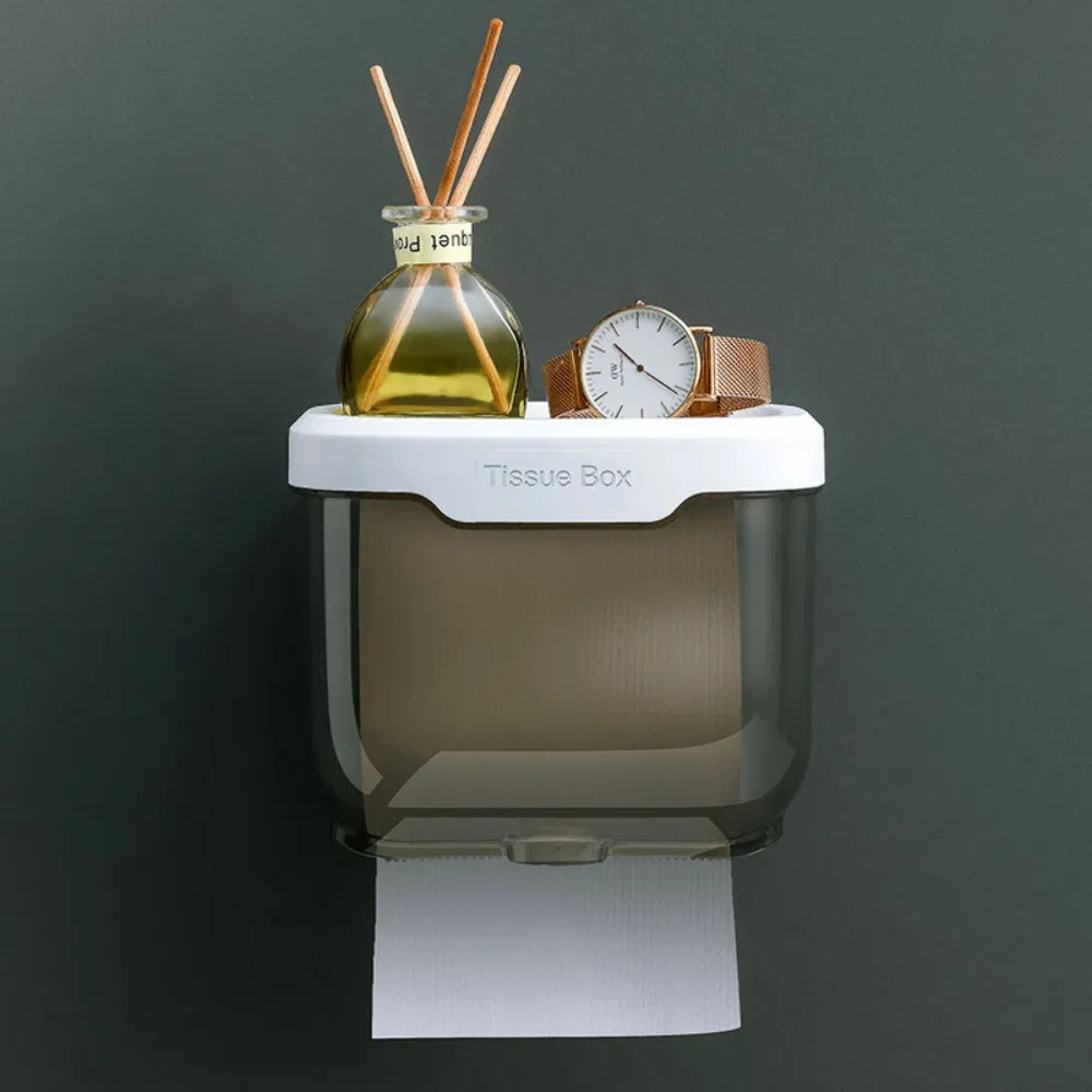 Wall Mounted Toilet Storage Case Bathroom Clear Shelf Tissue Box Waterproof Paper Roll Holder Bl23197