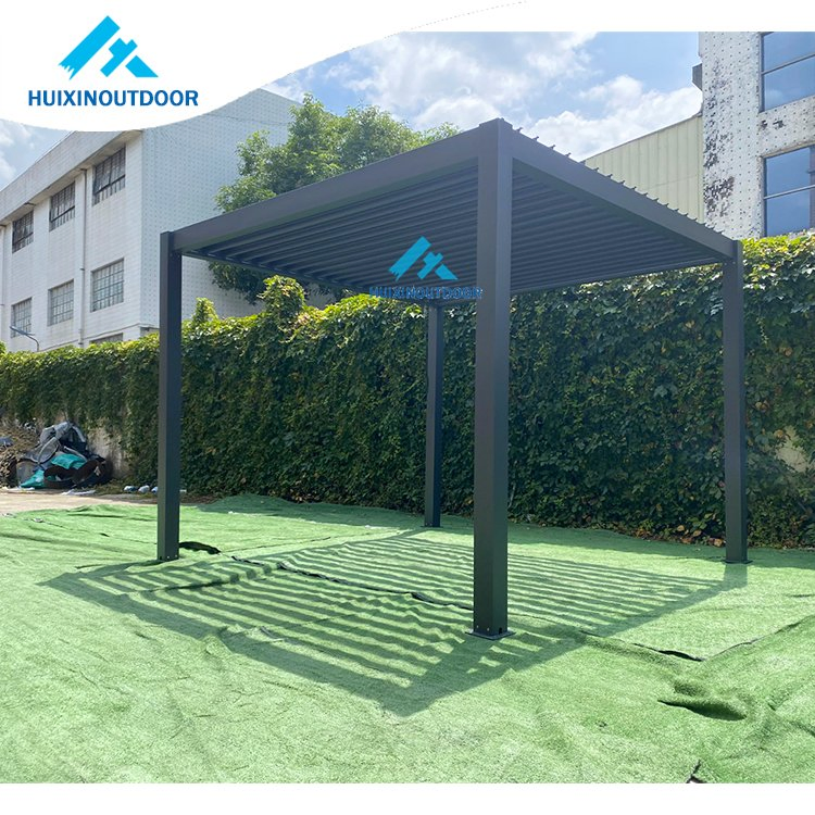 Louvre Pergola Outdoor Tent with Metal Glass Sliding Roof Gazebo