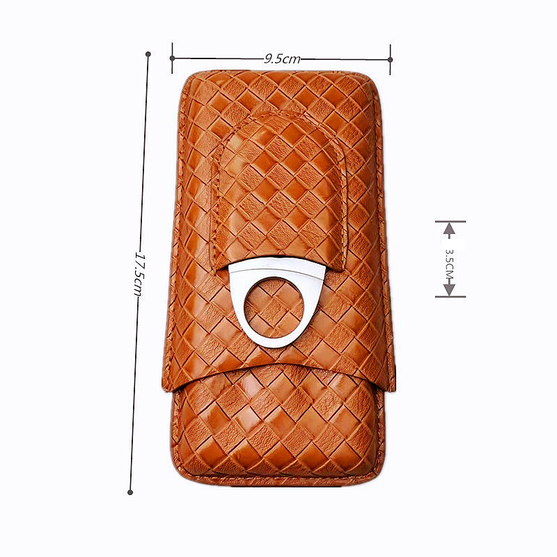 Ea345 Manufacturer Wholesale Luxury Black Bag with Mini Leather Tube Logo Holder Travel Cases Handmade Cutter Custom Humidor Leather Cigar Case