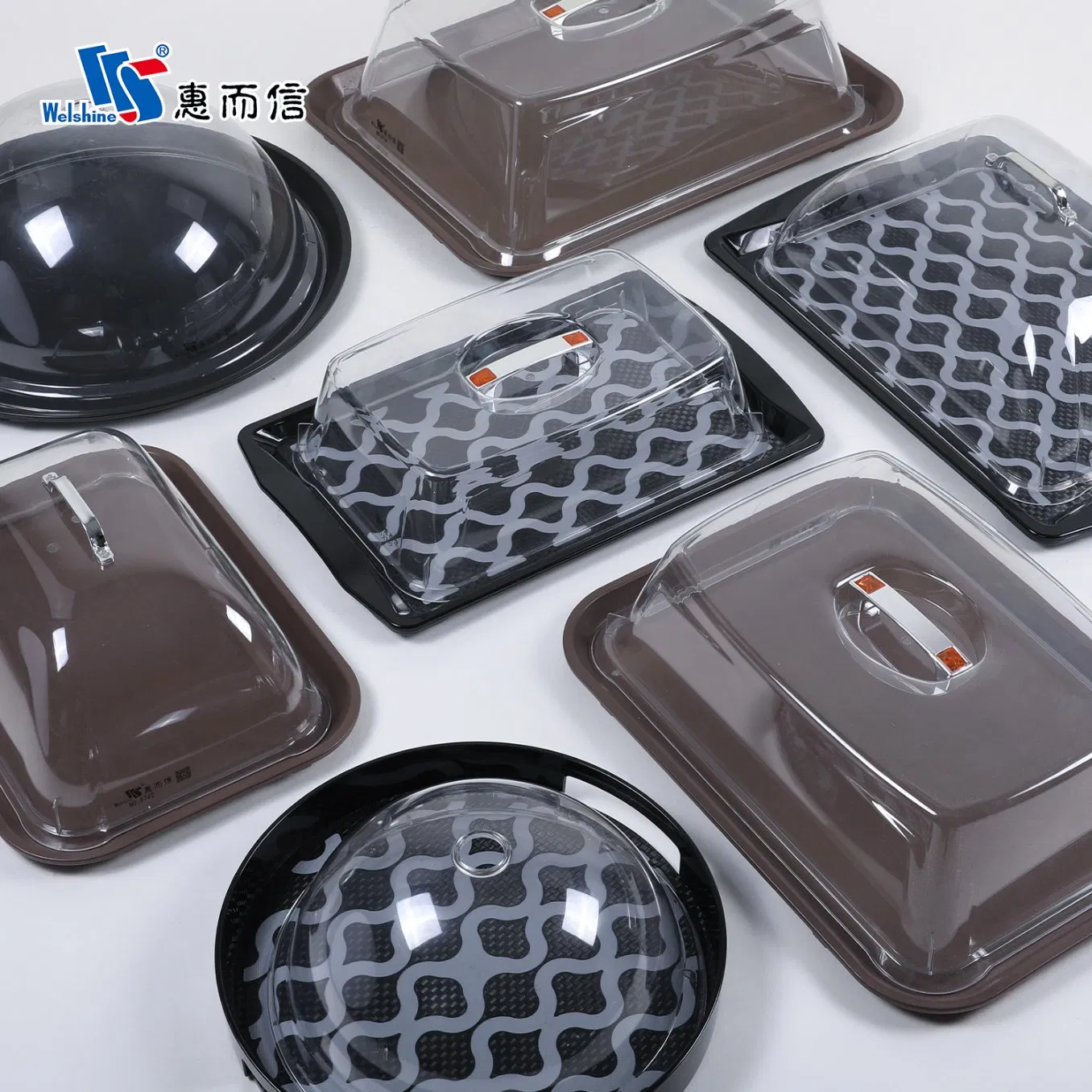 Reusable Multilayer Stackable Kitchen Accessories Transparent Display Food Cover Tray Lid Flip-Open Cover