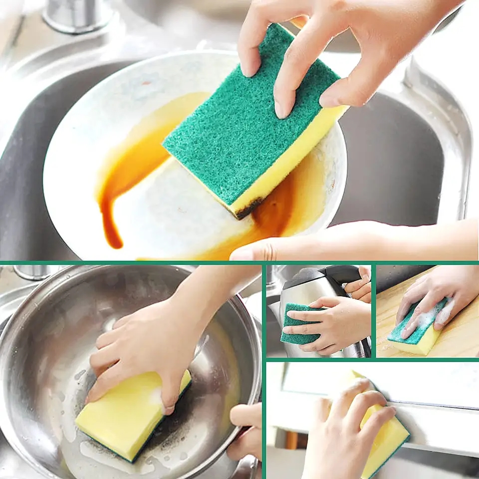 Bonno Individually Wrapped Sponges Kitchen Dishwashing Sponge Bulk Non Scratch Dishes Scouring Pad Dishcloth Odor-Free Sponge
