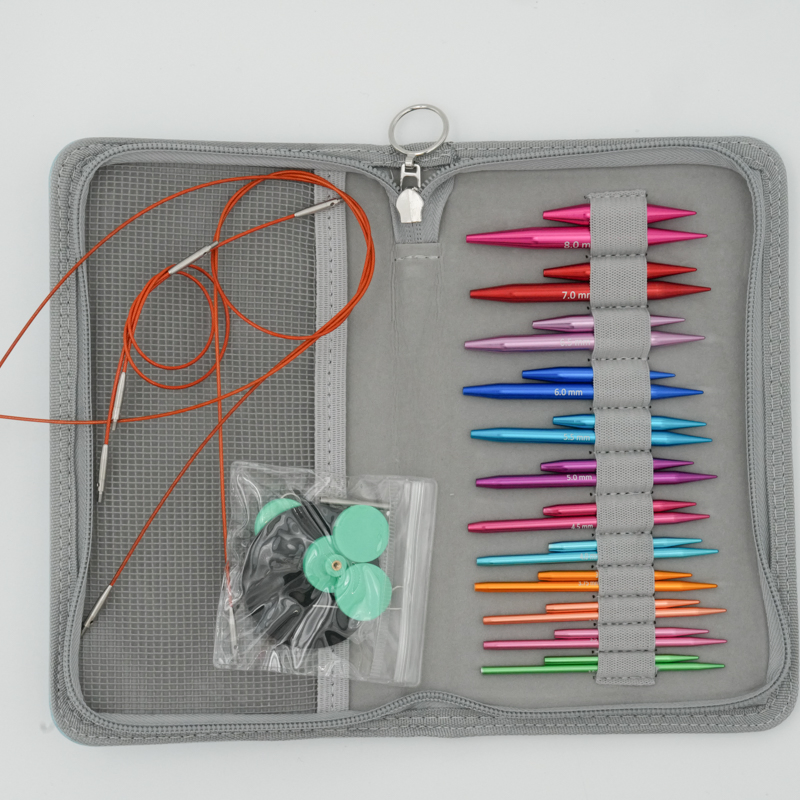 Color Aluminum Interchargable Circular Needles Sets (12PCS)