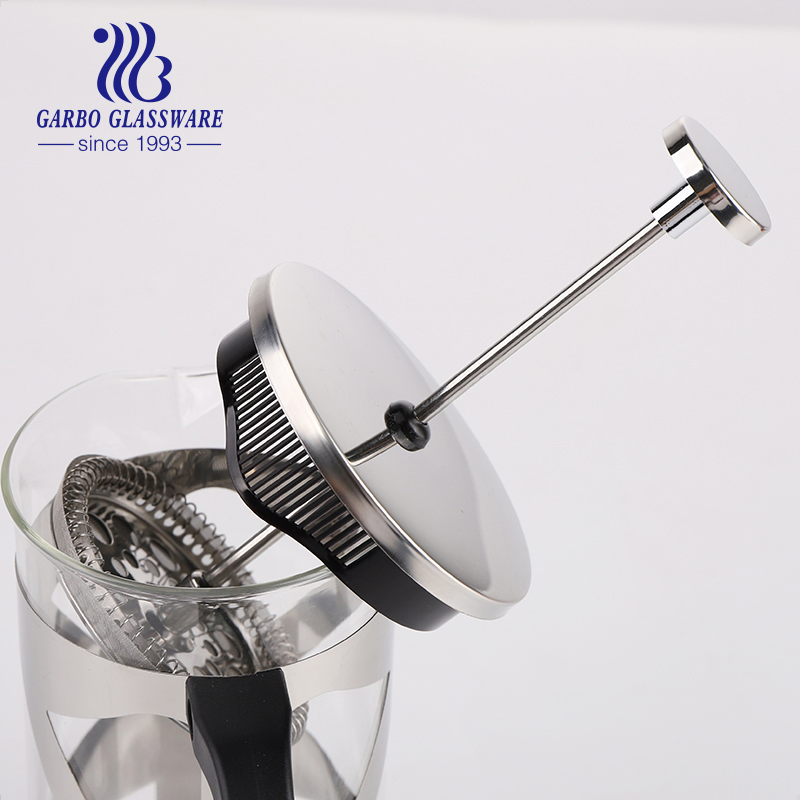 Heat Resistant Glass French Press Coffee Maker with Stainless Steel Housing