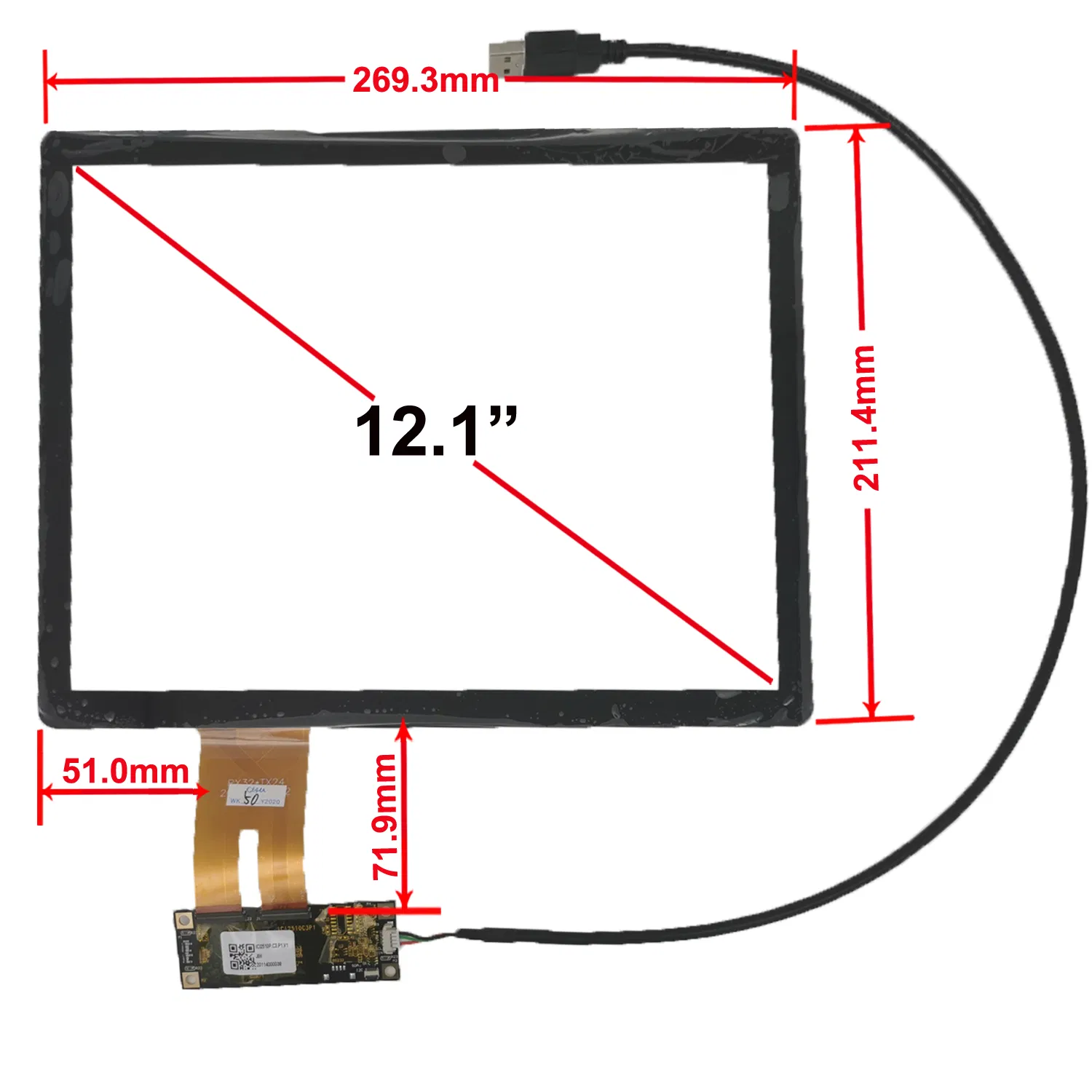 12.1" 1024X768 Ratio Scale 4: 3 Touch IC Ili2511 Capacitive Touch Panel / USB Interface Control Board