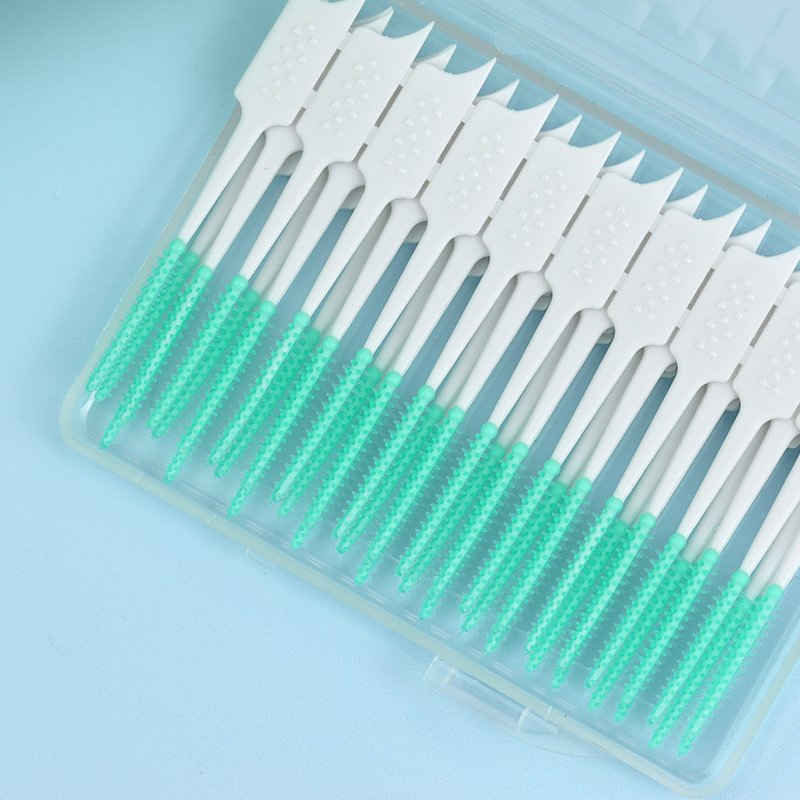 Soft Silicone Bristles Interdental Brush with Travel Case for Orthodontic Use Dental Picks