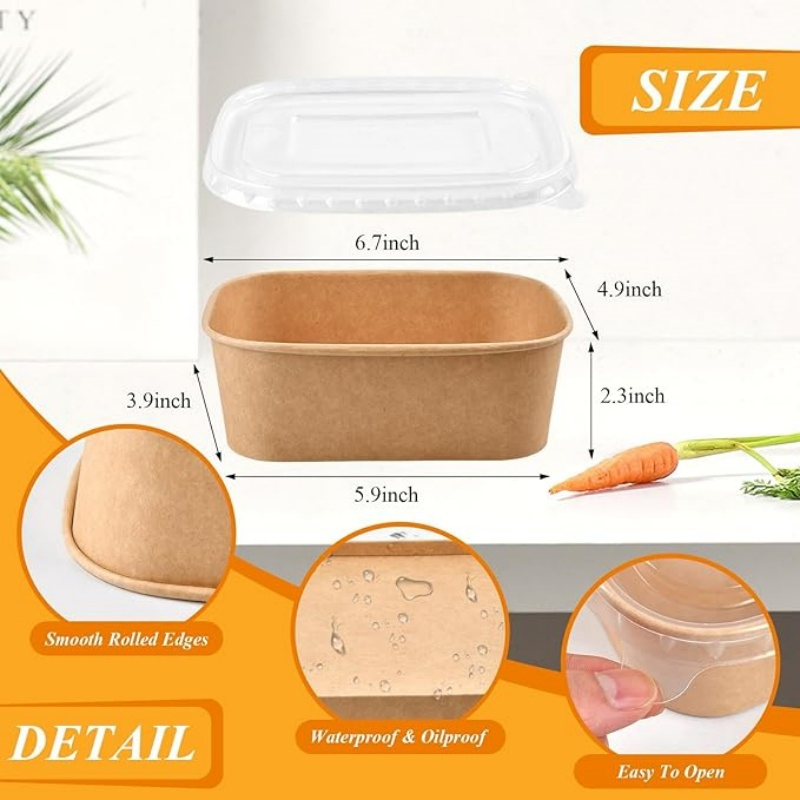 Brighthomey Disposable Paper Bowl with Lid