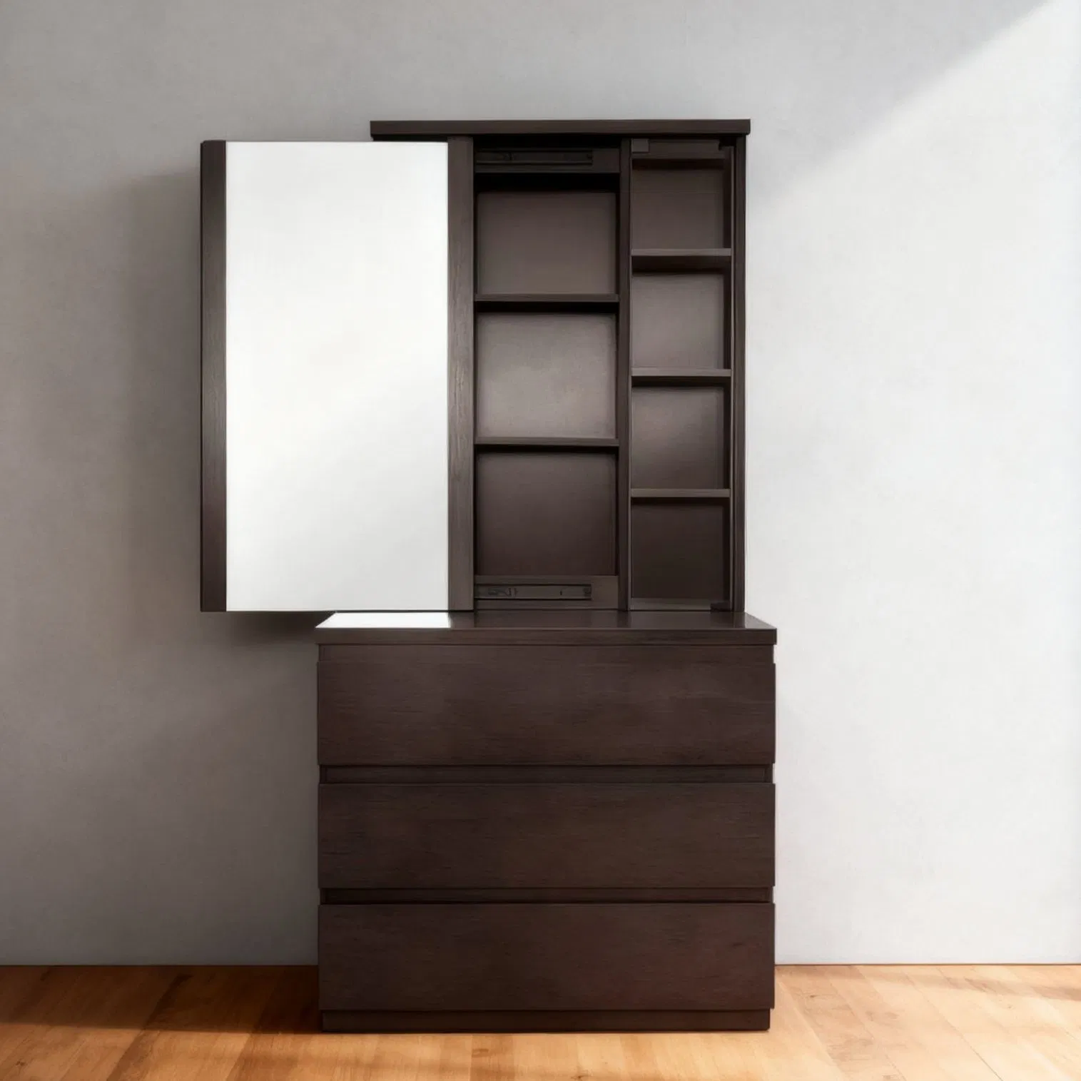 Modern Black Luxury Vanity with Full-Length Mirror