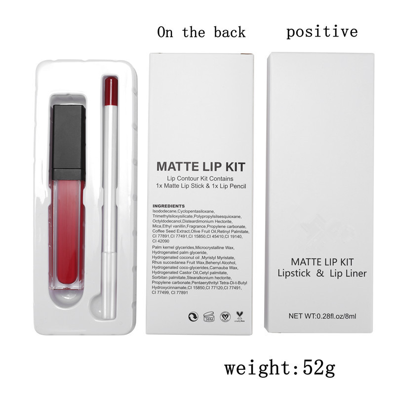 High Quality Set De Labiales Matte Waterproof Liquid Lip Gloss and Lipliner Set