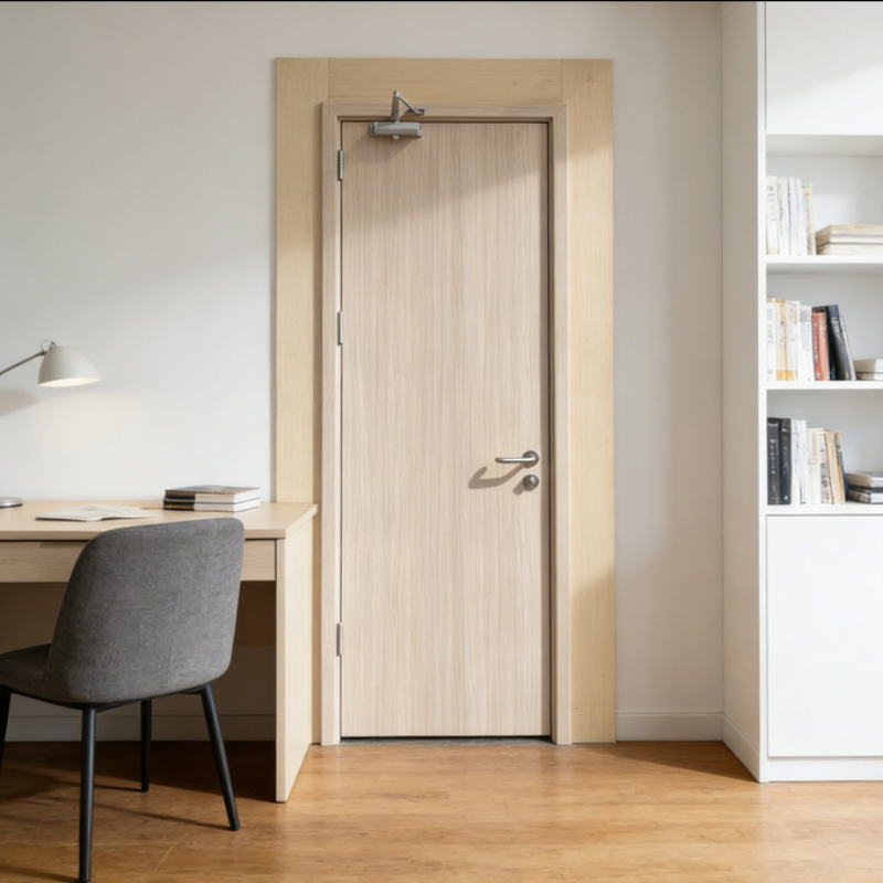 High Quality Metal Frame Fire Resistant School Building Interior Solid Wooden Door with Lock System