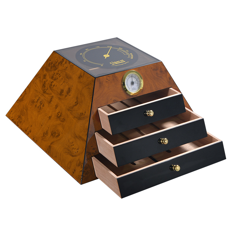 High Gloss Paint Three Layers Drawers Cedar Wood Humidor Cabinets
