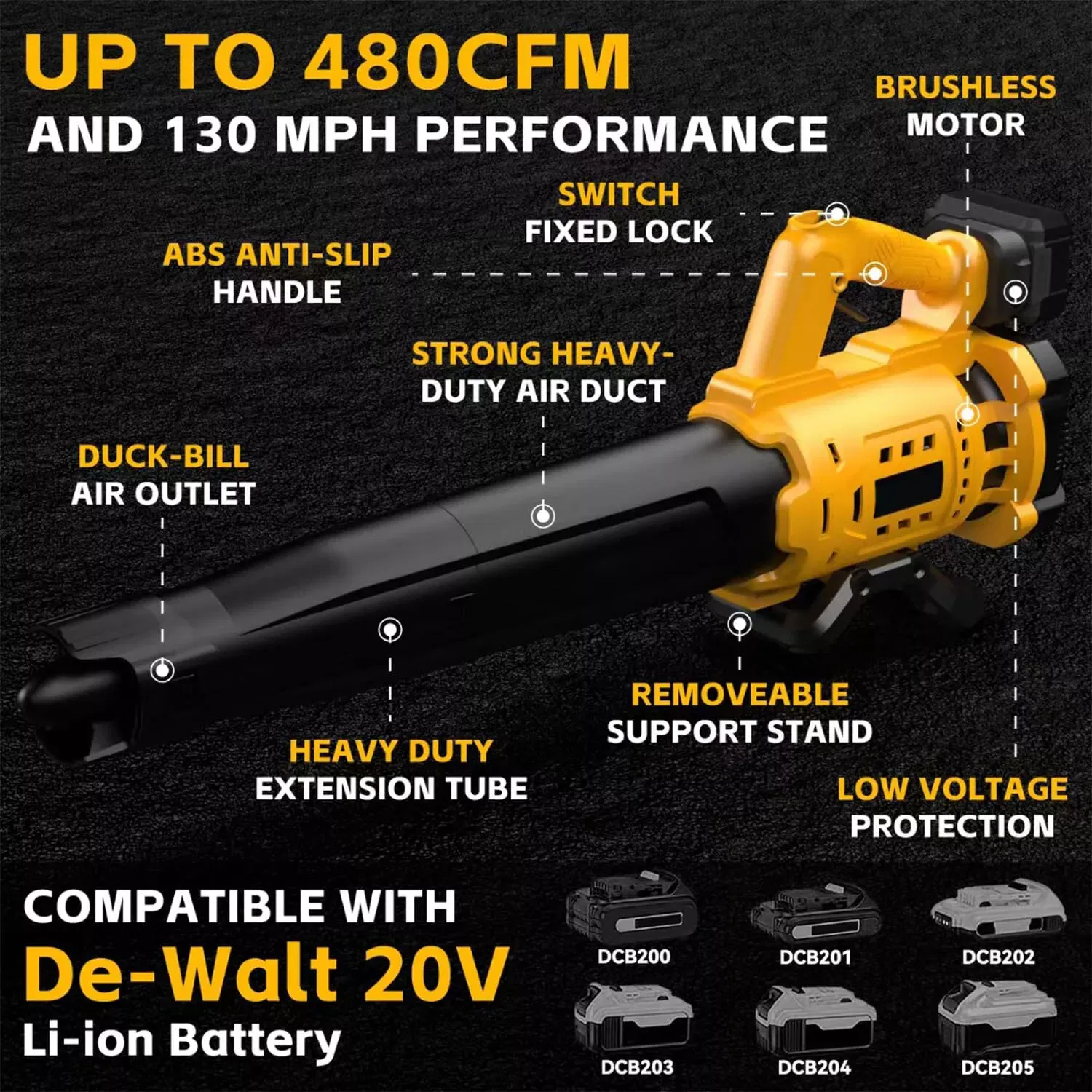 Аккумуляторный ручной воздуходув для листьев