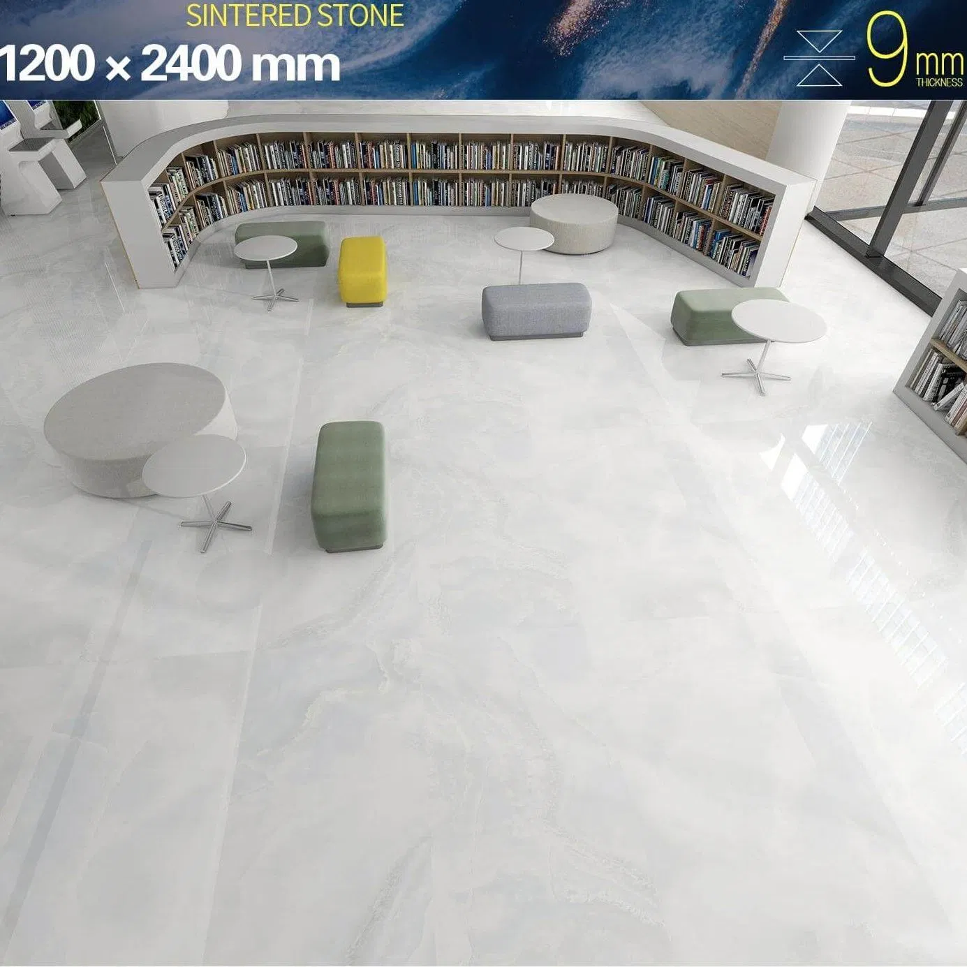 Sintered Stone Marble Porcelain Tiles 1200*2400mm Flooring Wall Tiles for Slip-Resistant, Water-Resistant Pool Areas