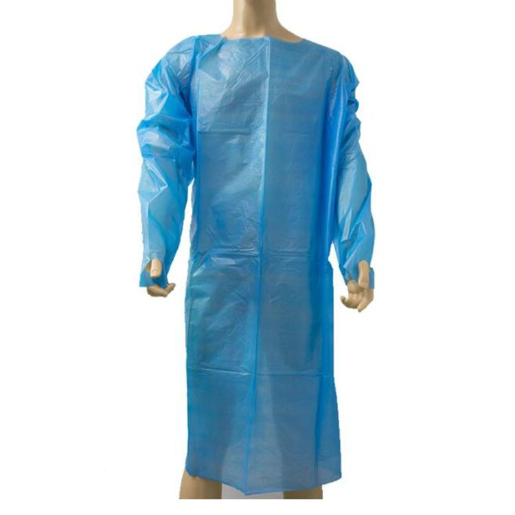Disposable CPE Gowns Thumb Loop Disposable CPE PE Visiting Gown Plastic Apron