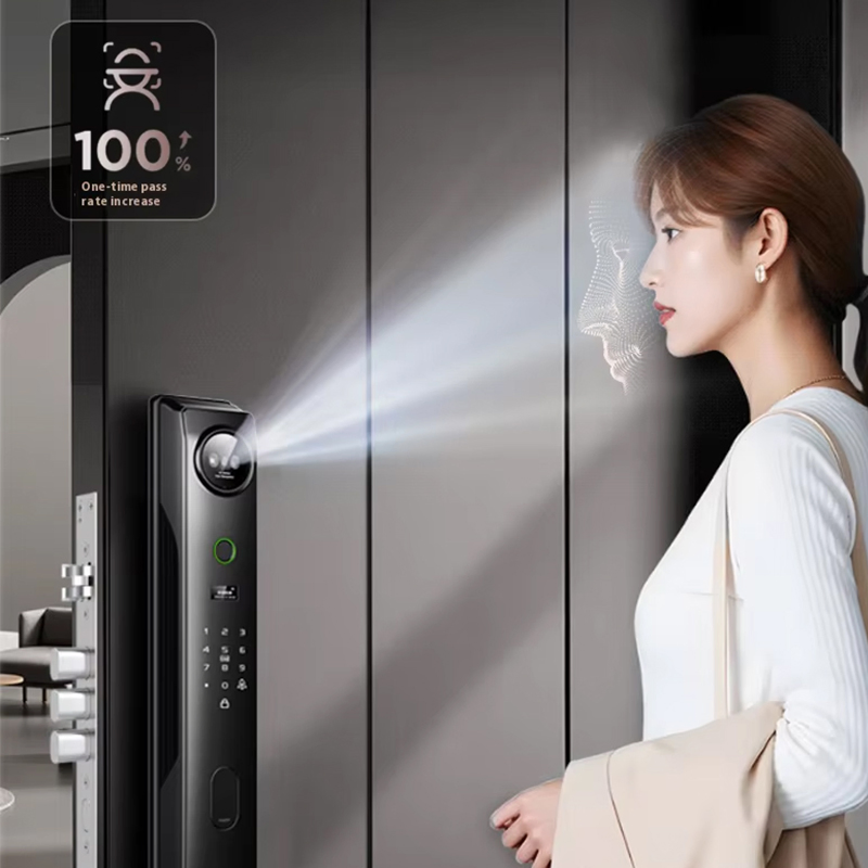 High Quality Smart Fingerprint Face Recognition Keypad Lock Cylinder Wood Security Door WiFi Connectivity Cloud Memory Card