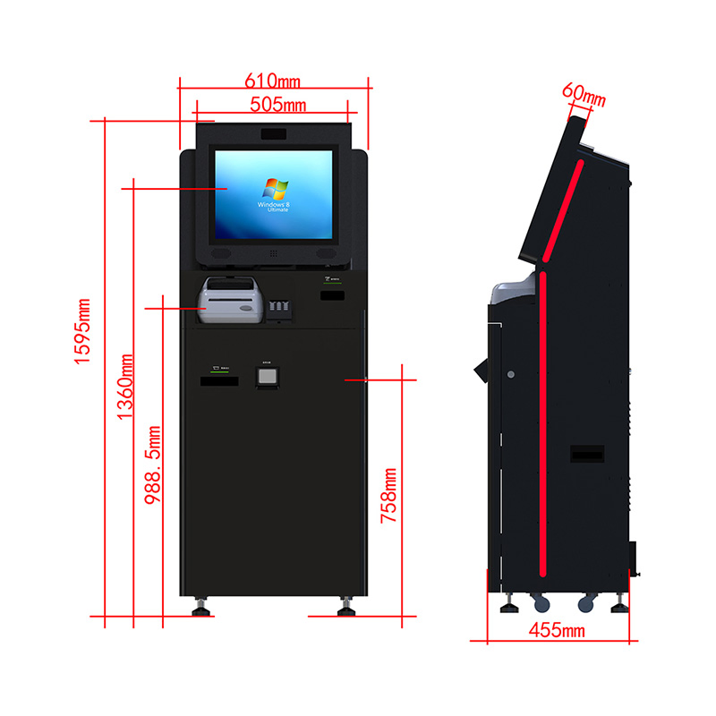 21.5 Inch Dual-Screen Check in Kiosk with Card Dispenser for Hotel Kiosk