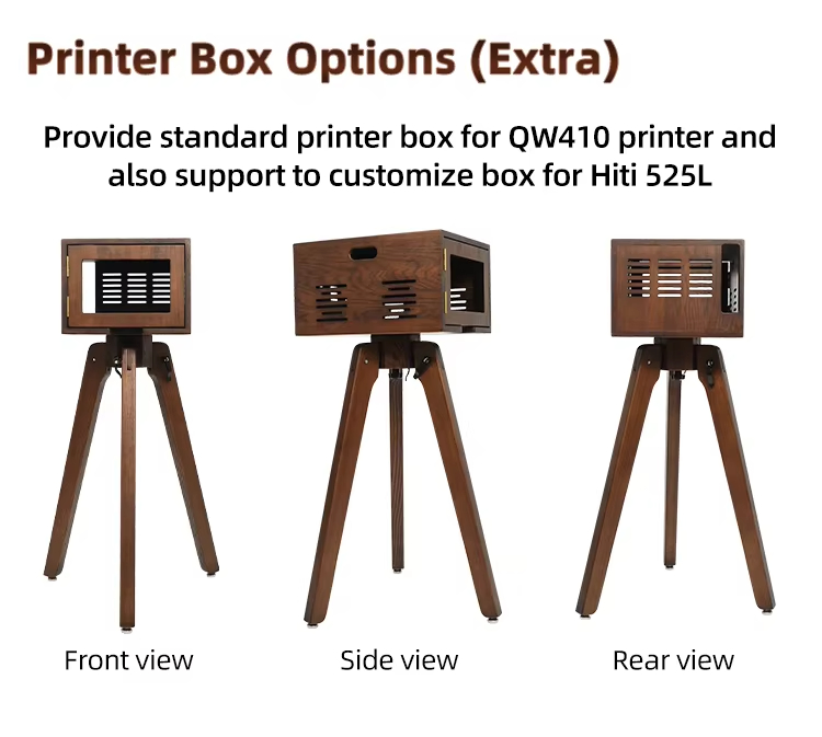 12.9'' iPad DSLR Double Sided Vintage Wooden Photobooth with 15.6'' Touch Digital iPad Photo Booth Shell