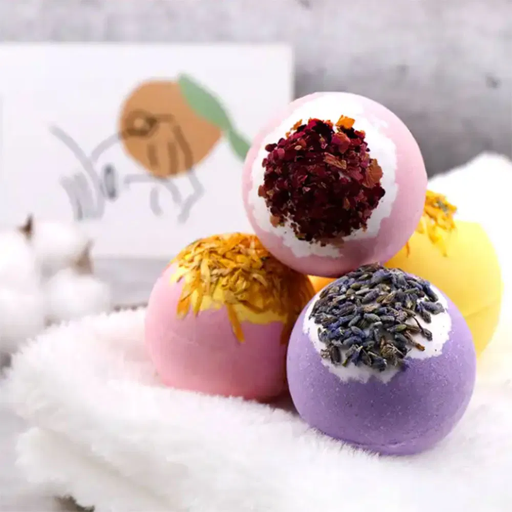 Supplies Natural Vegan Bubble Dried Flower Plant Bath Bomb for Gift Set