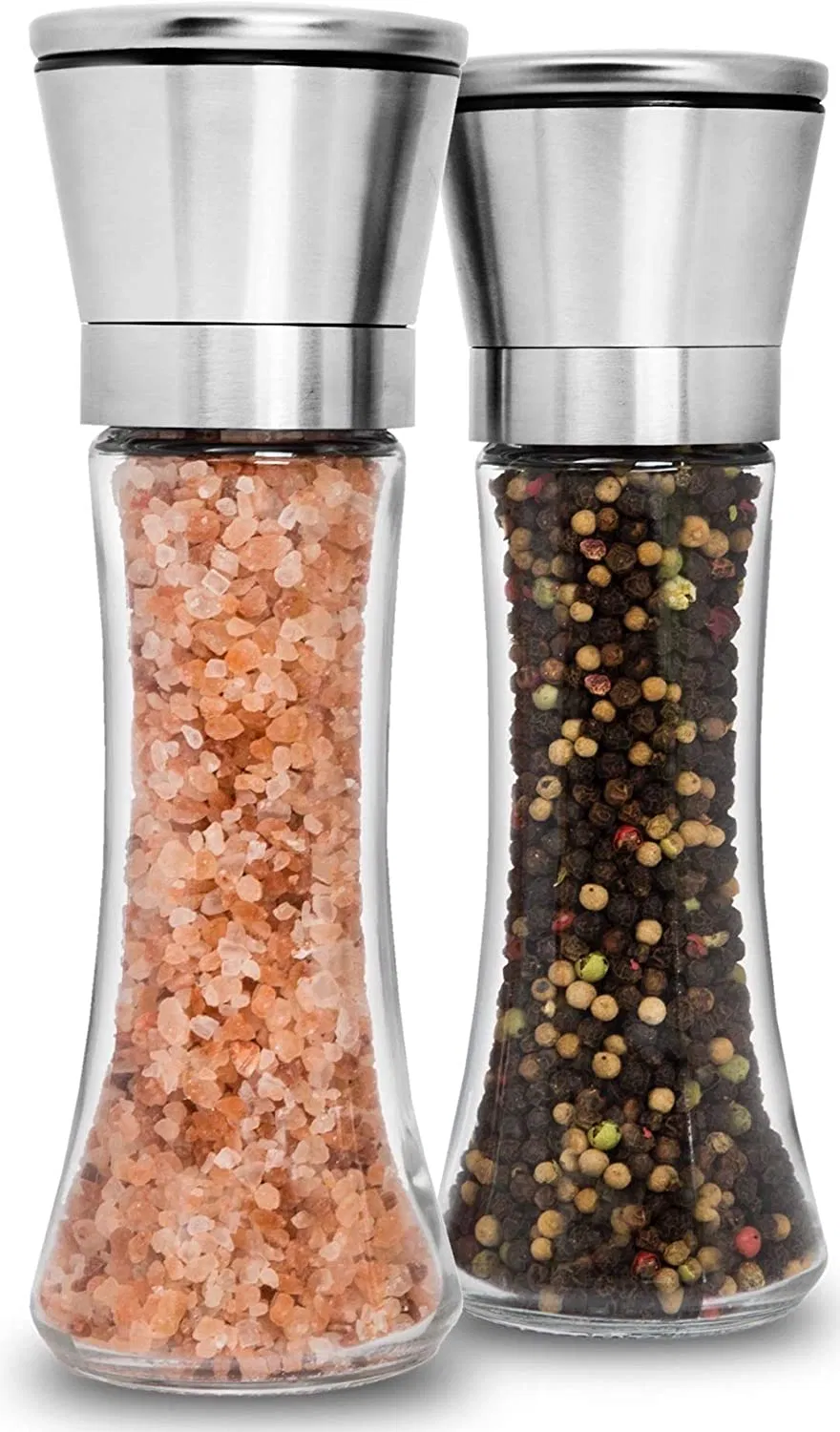 Salt and Pepper Grinders Refillable Stainless Steel Spice Grinder Pepper Shakers Adjustable Coarseness Mills Kitchen Gadgets