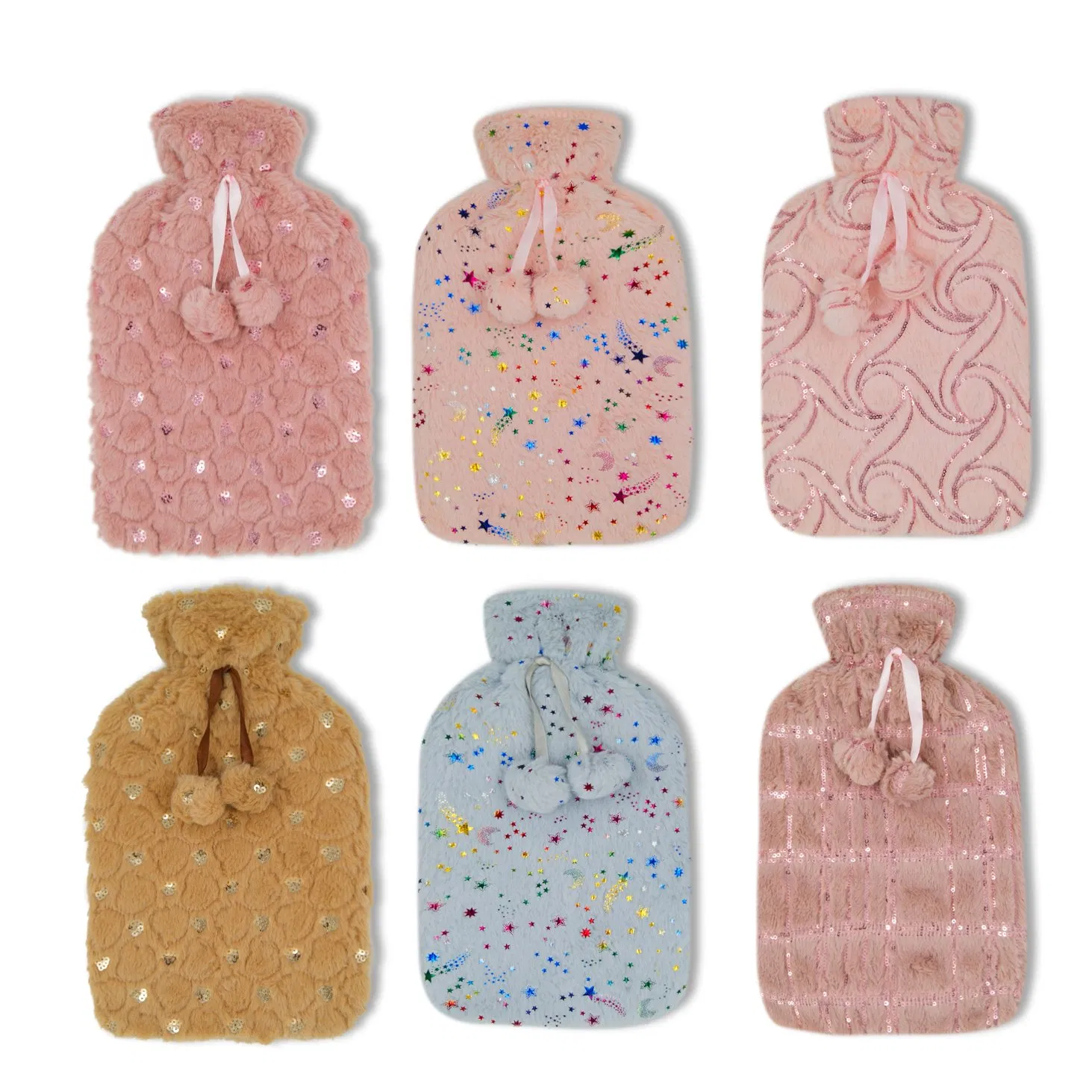Multi-Colors Natural Rubber Hot Water Bags with Flannel Cover for Winter Use