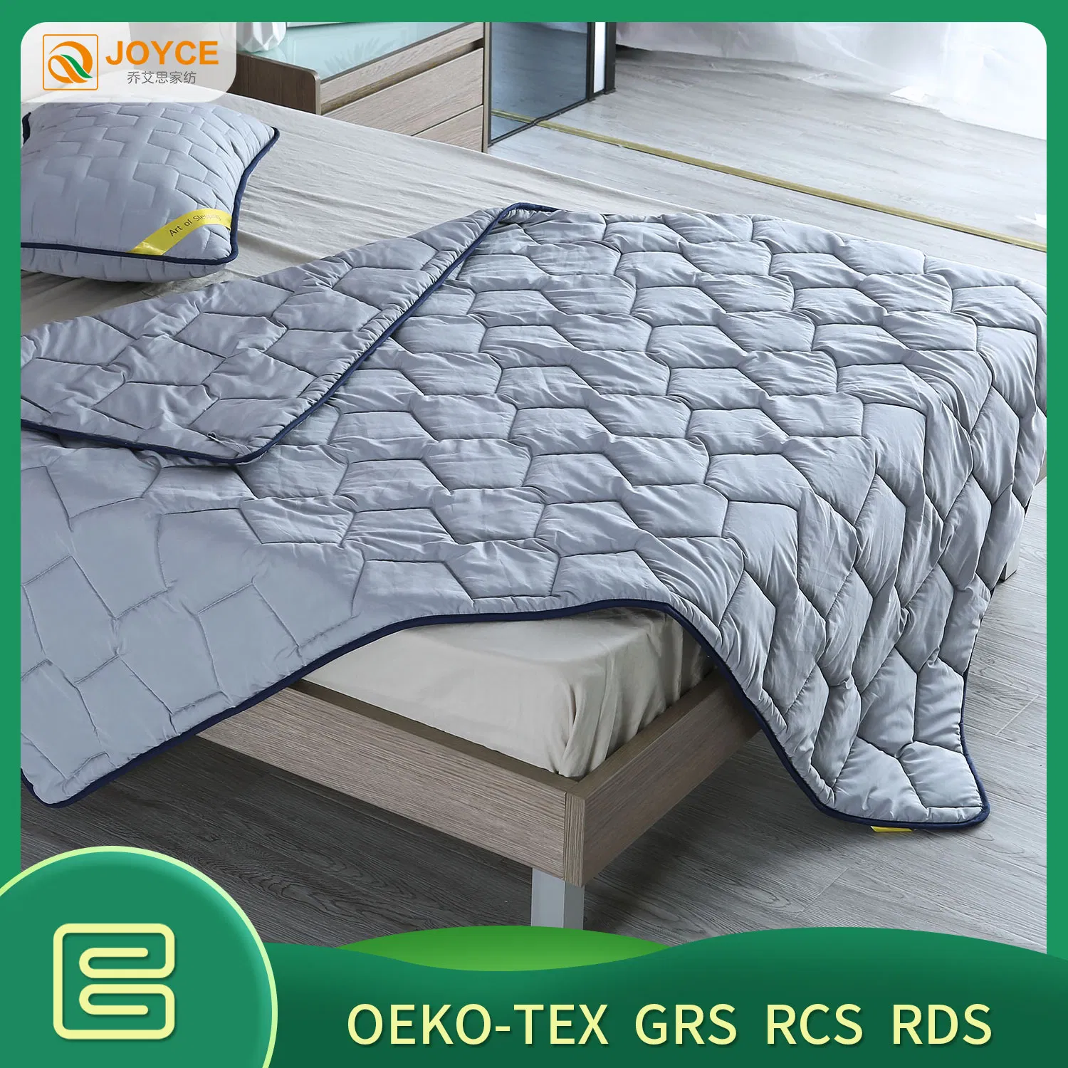 100% Polyester Microfiber 300t Filling Grey Comforter Set Duvet for Home Use