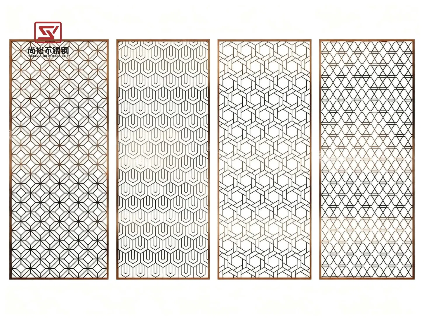 Elegant Stainless Steel Room Divider Screen with Laser Cut Design