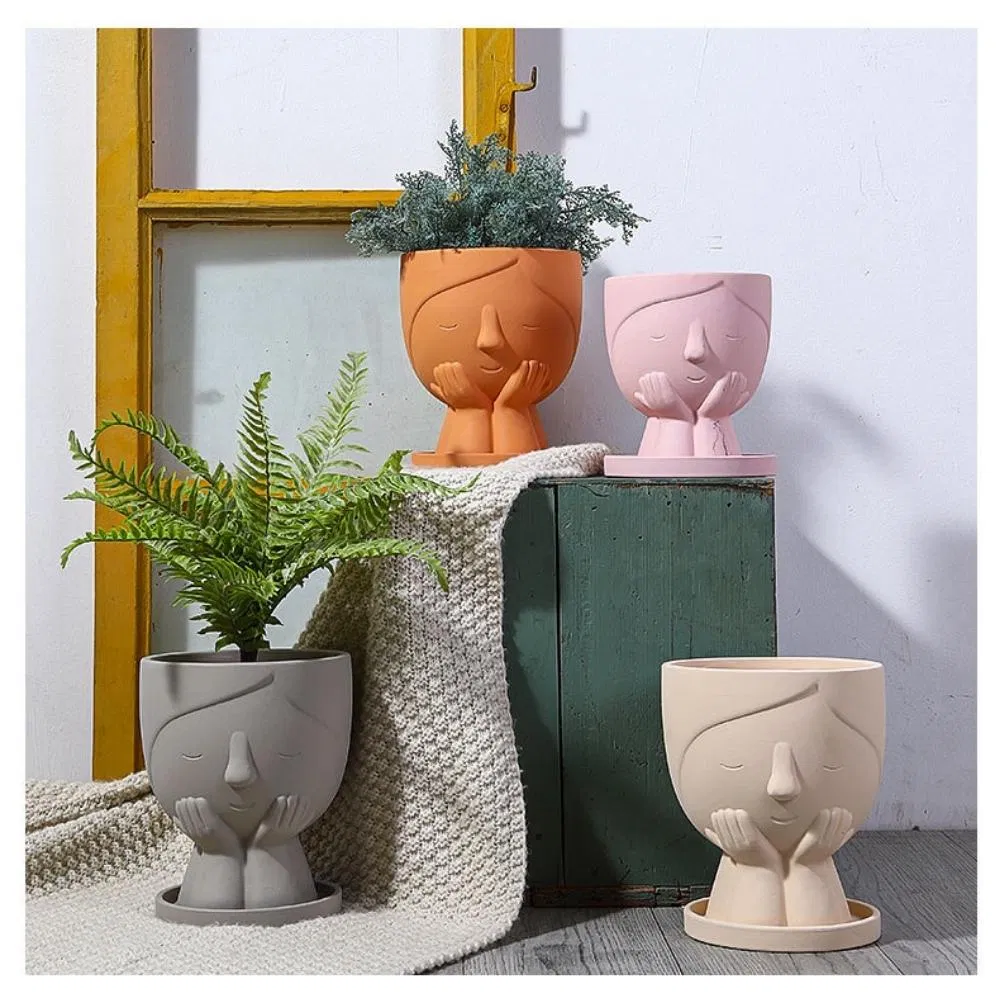 Portrait Girls Face Head Planter Succulent Ceramic Flowerpot Figure Bl22039