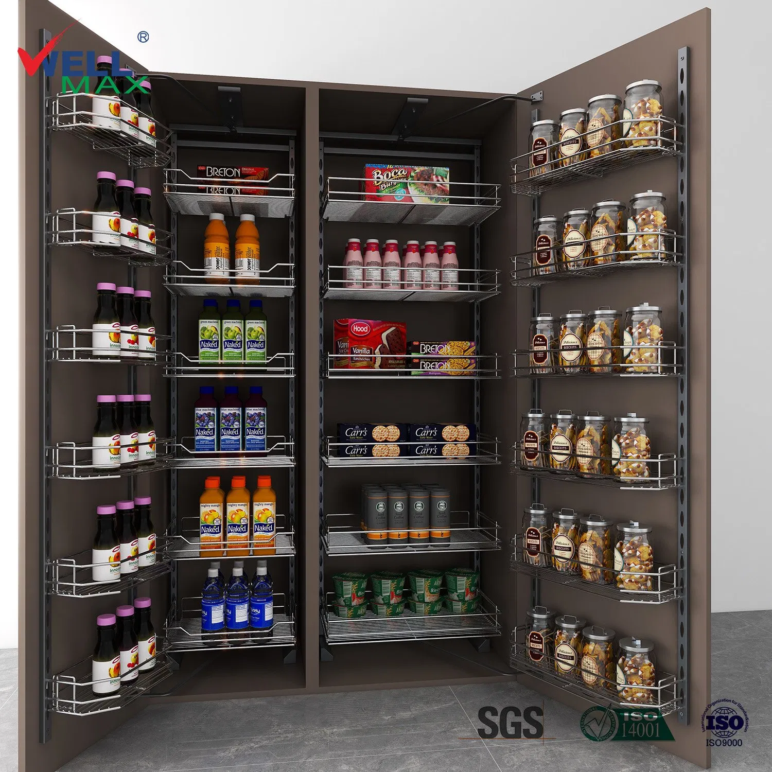 Wellmax Accessories Storage Larder Kitchen Pantry Unit Baskets Shelf Cabinet Organizer